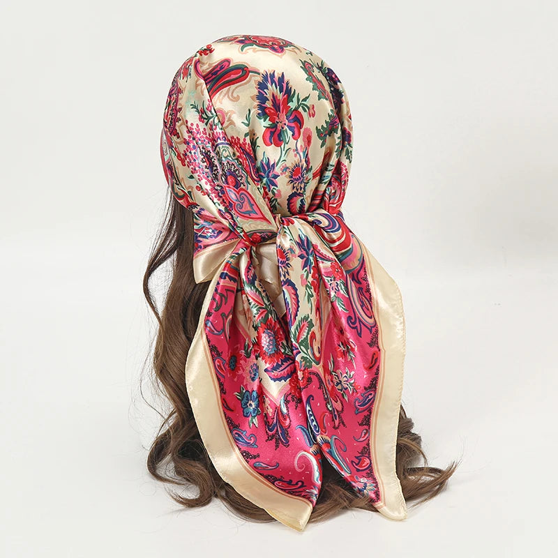 Satin Square Scarf Women