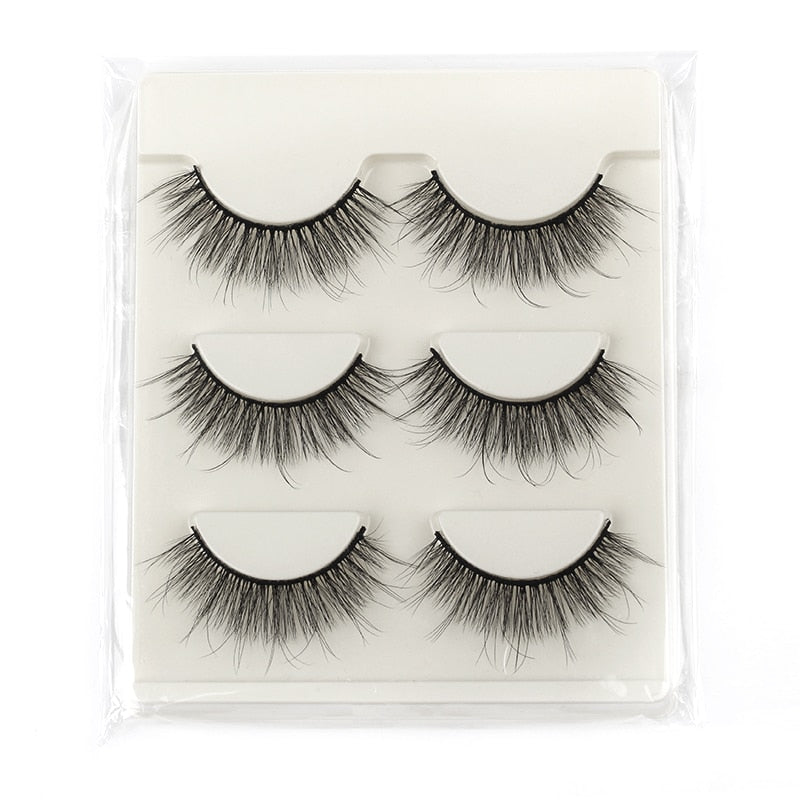 Natural Long 3D Mink Lashes, Soft Short Faux Cils