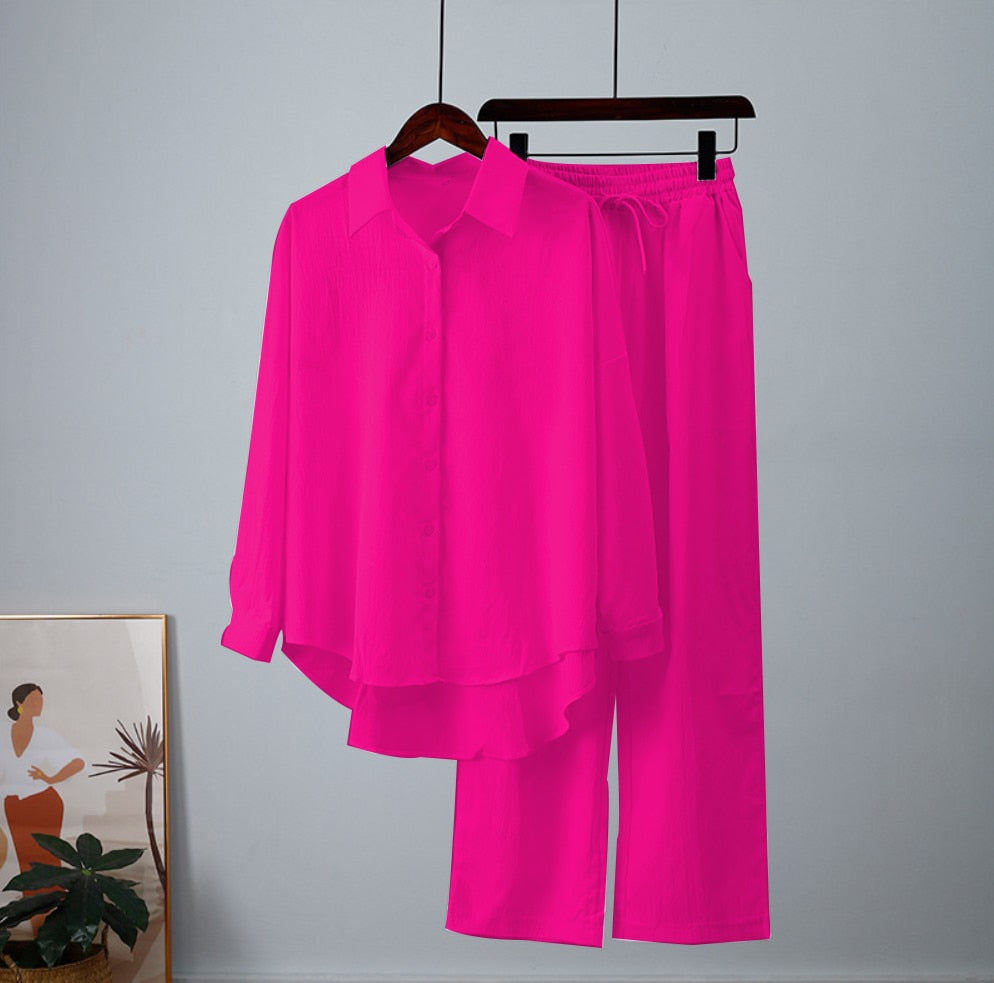 Wide Leg Pants Set. Two Piece Set Women. Autumn Casual Loose Outfits