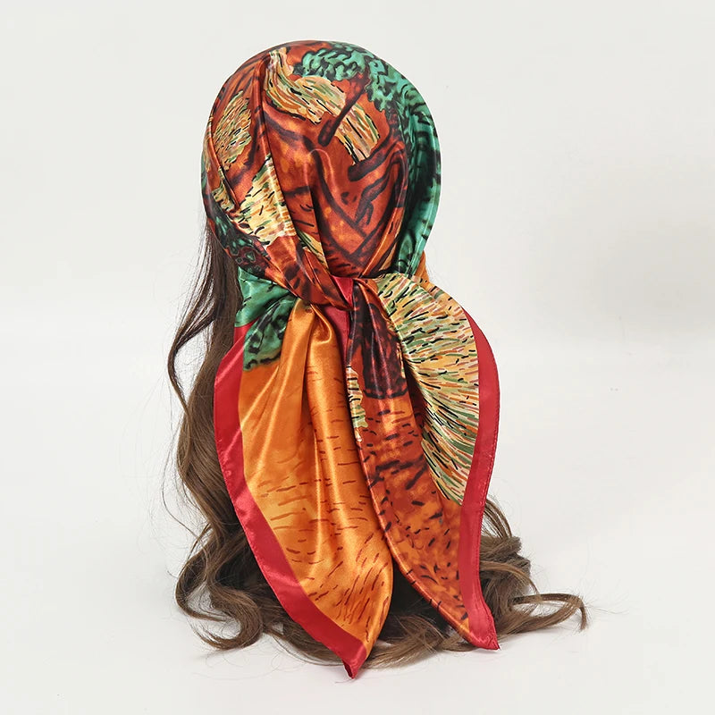 Satin Square Scarf Women