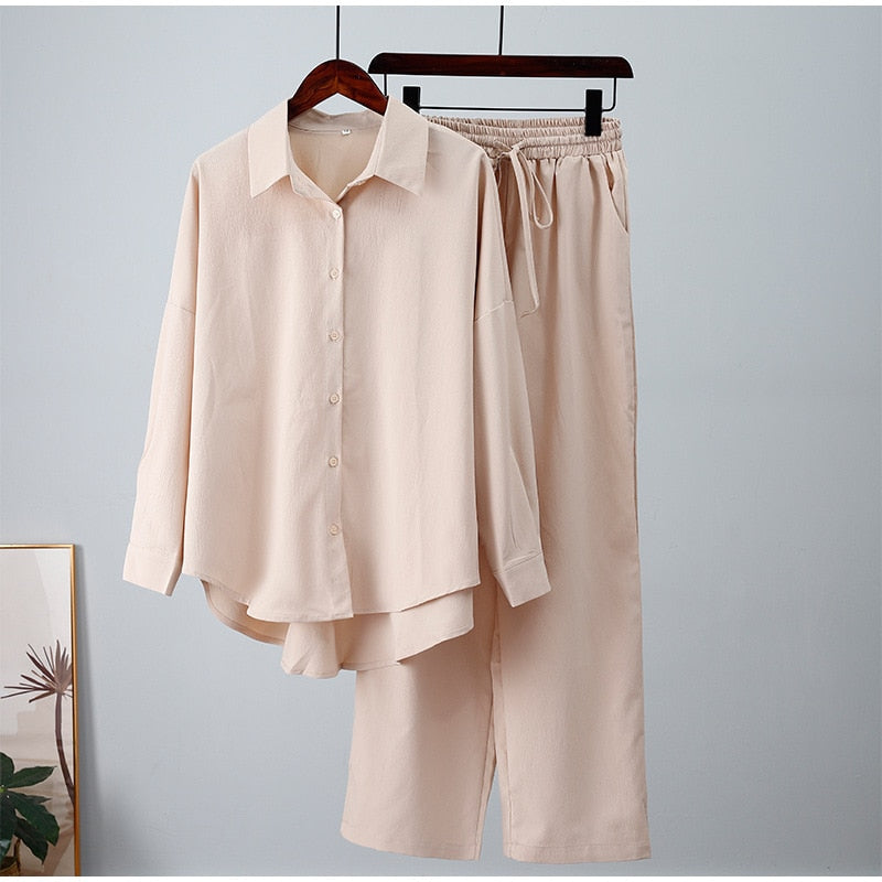 Wide Leg Pants Set. Two Piece Set Women. Autumn Casual Loose Outfits
