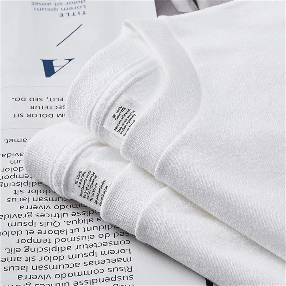 2PCS 100% Cotton Solid T Shirts Men's and Women's Short Sleeve White Tees Casual