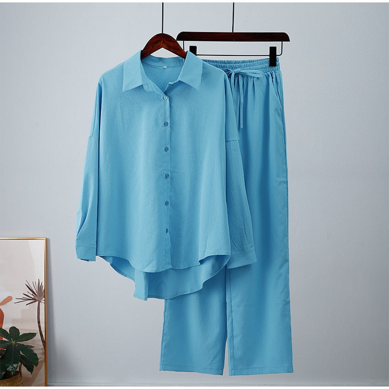 Wide Leg Pants Set. Two Piece Set Women. Autumn Casual Loose Outfits