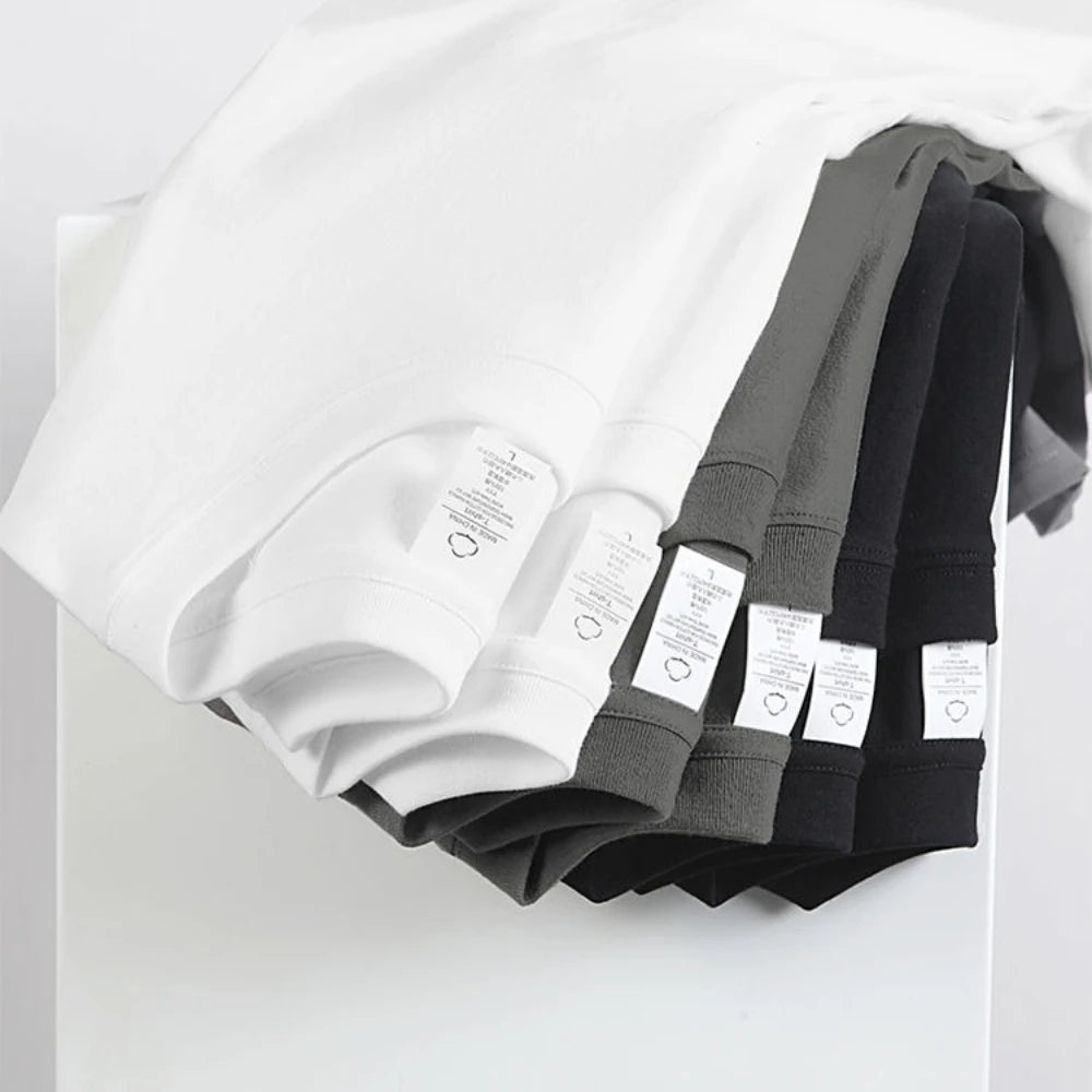 2PCS 100% Cotton Solid T Shirts Men's and Women's Short Sleeve White Tees Casual