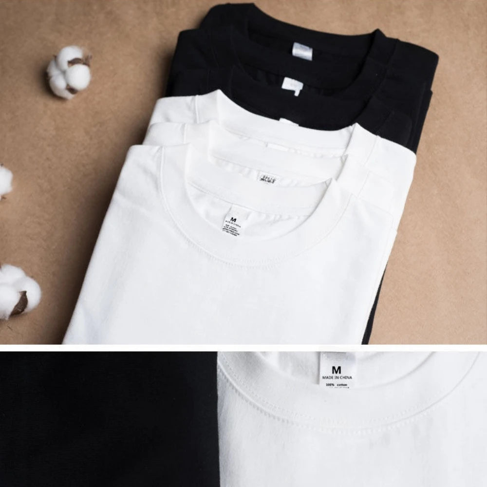 2PCS 100% Cotton Solid T Shirts Men's and Women's Short Sleeve White Tees Casual