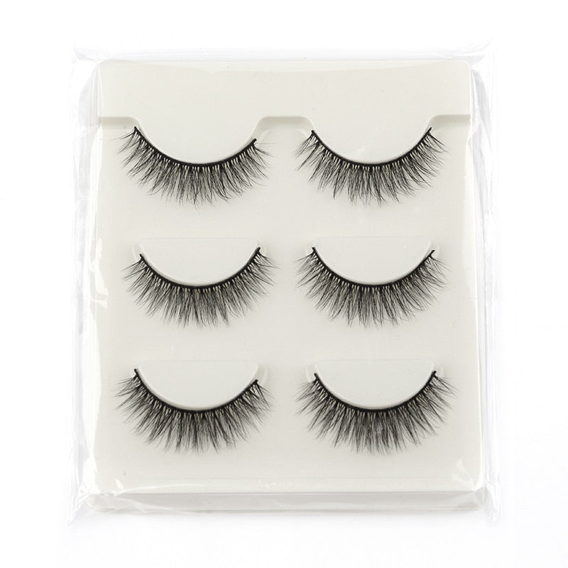 Natural Long 3D Mink Lashes, Soft Short Faux Cils