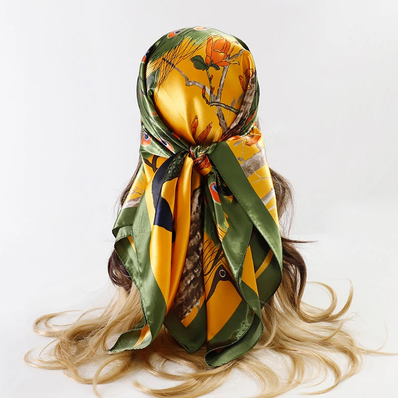 Satin Square Scarf Women