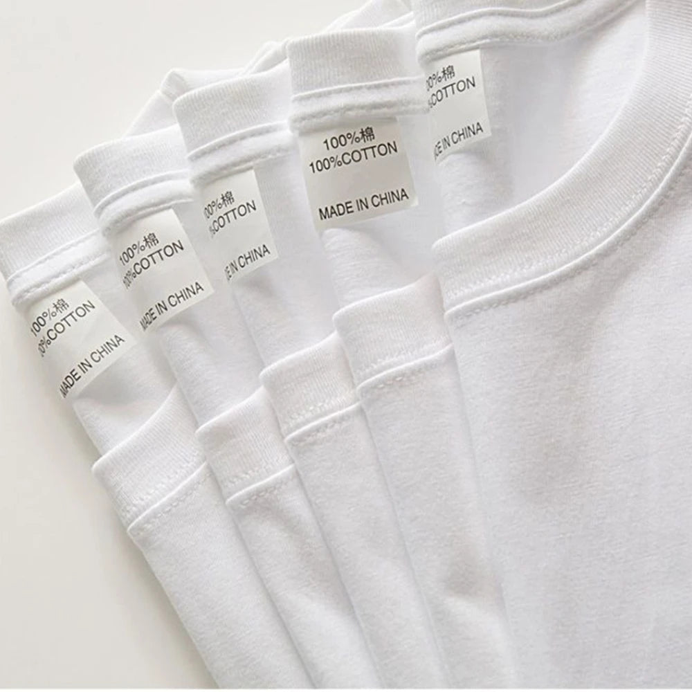 2PCS 100% Cotton Solid T Shirts Men's and Women's Short Sleeve White Tees Casual