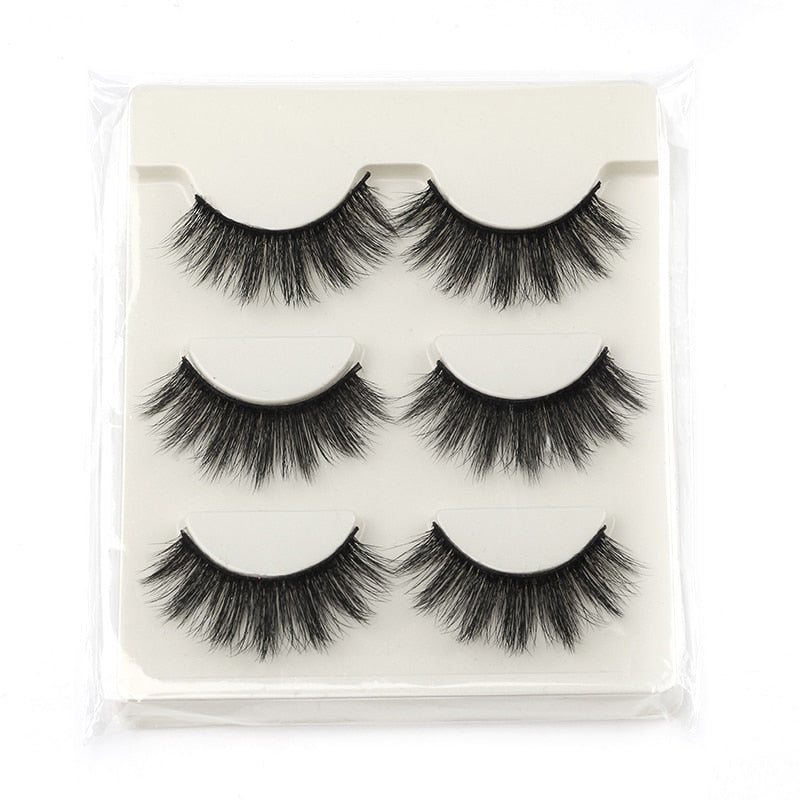 Natural Long 3D Mink Lashes, Soft Short Faux Cils