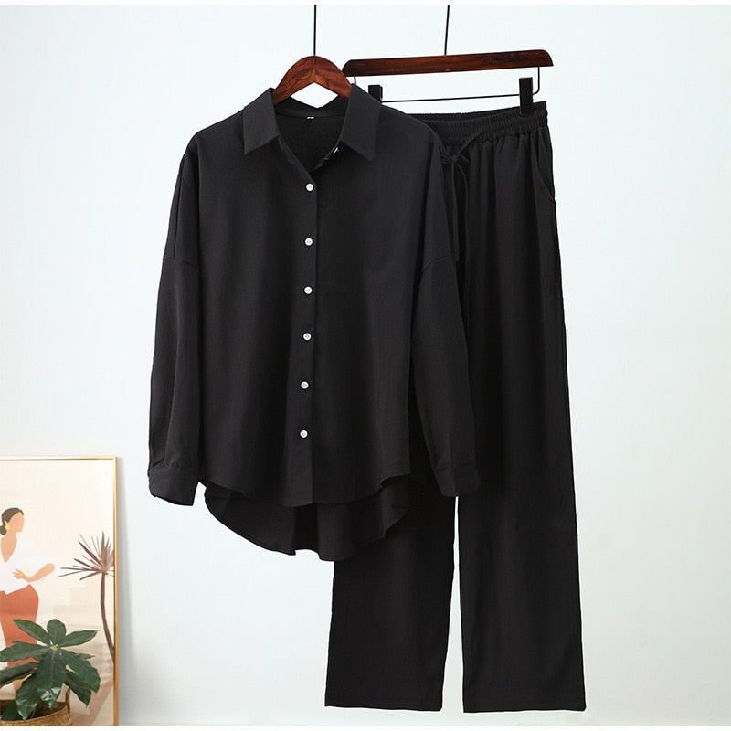 Wide Leg Pants Set. Two Piece Set Women. Autumn Casual Loose Outfits