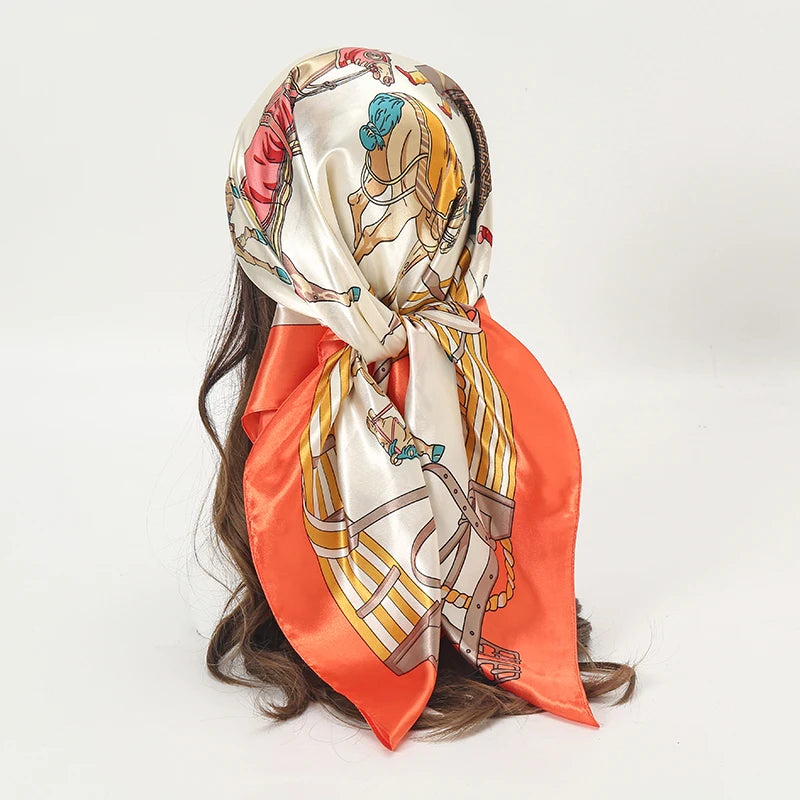 Satin Square Scarf Women