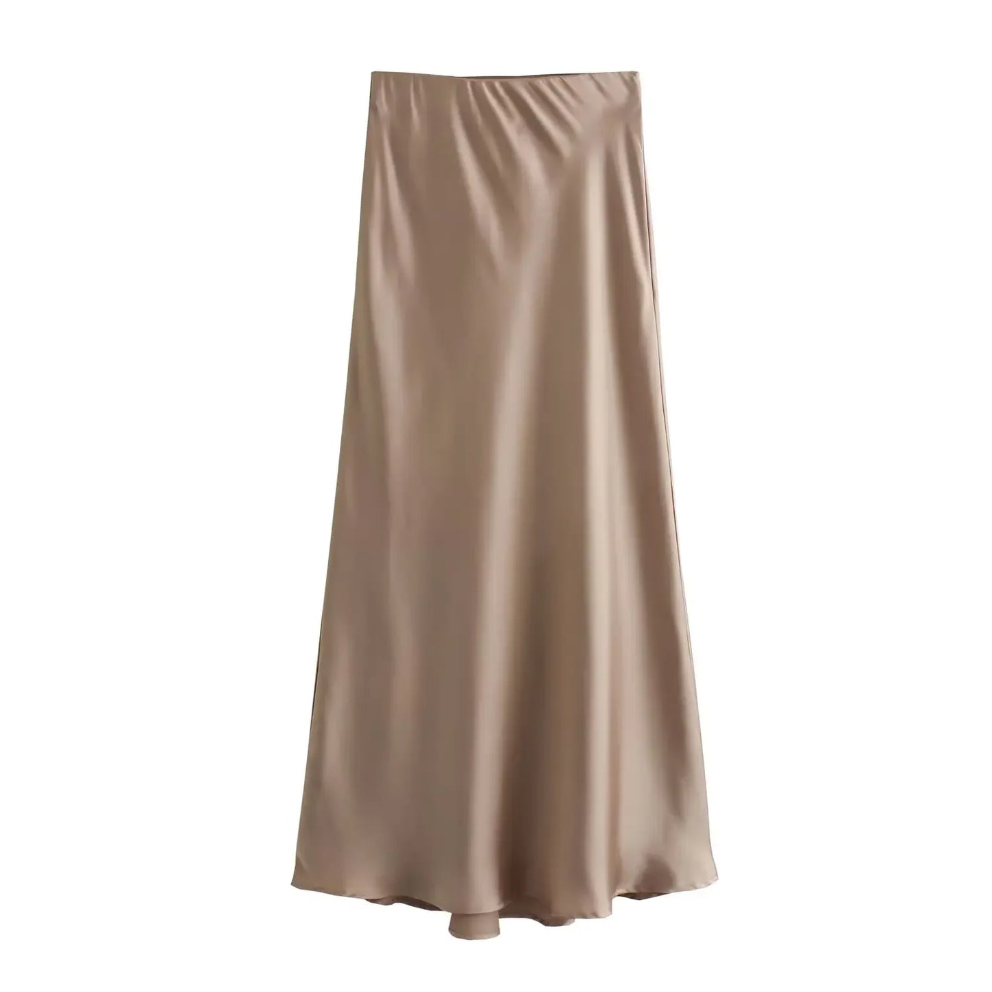 Woman Satin High Waist Long Skirts