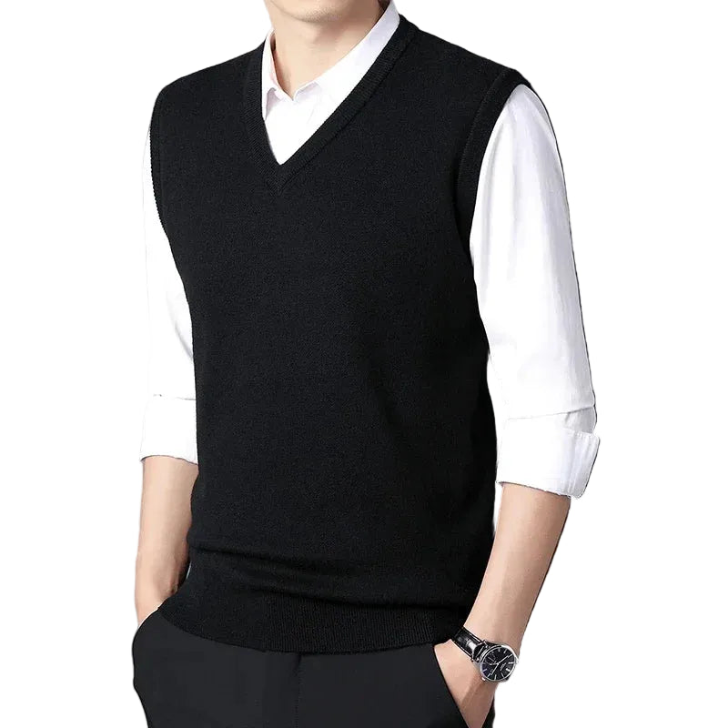 Men V-neck Knitted Vest