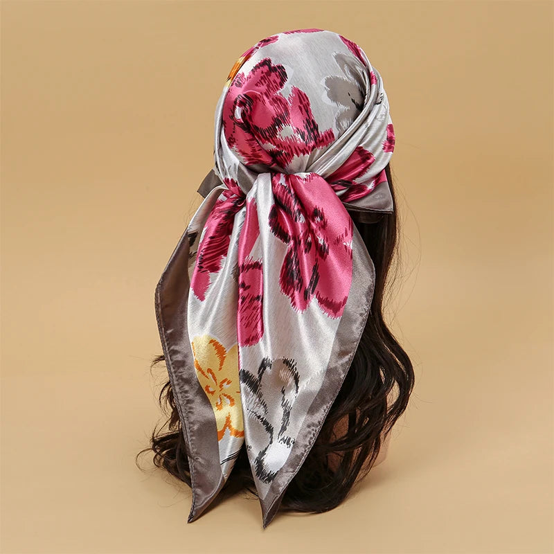 Satin Square Scarf Women
