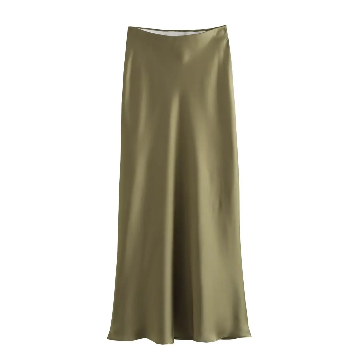 Woman Satin High Waist Long Skirts